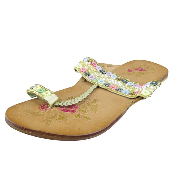 Naughty Monkey Women Thong Sandal Shoes Multicolor Leather Size 7.5 Medium - Picture 1 of 9